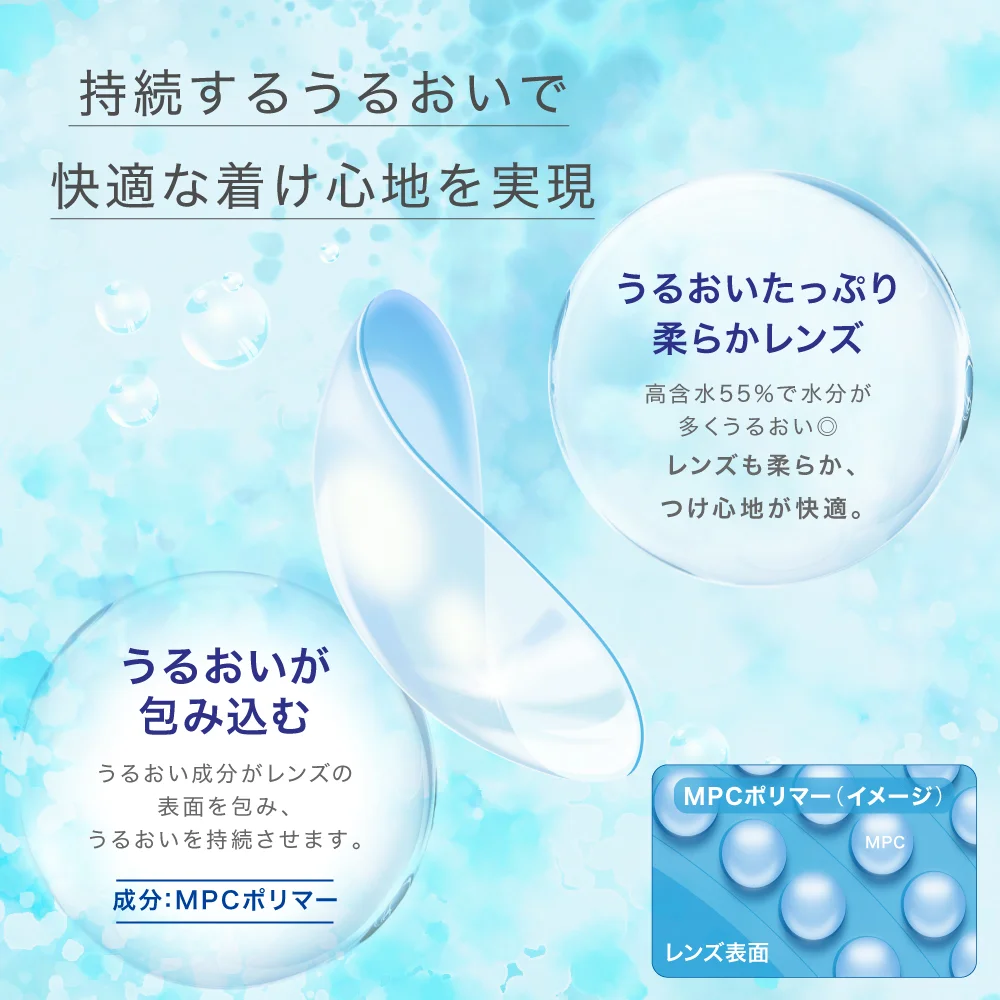 「TeAmo CLEAR 1DAY ブルーライトバリア」持続するうるおいで快適な着け心地を実現