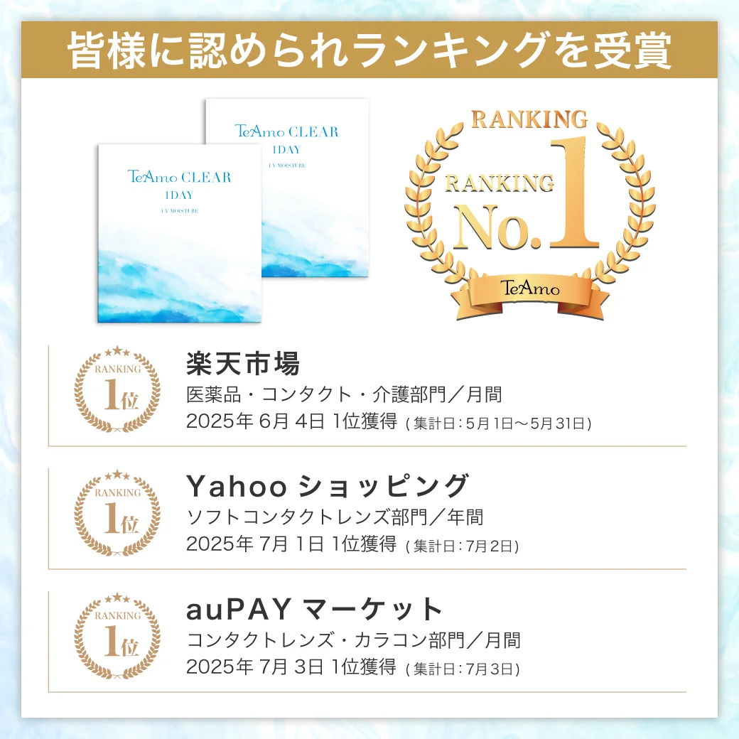TeAmo CLEAR 1DAY（低含水） ランキング1位獲得