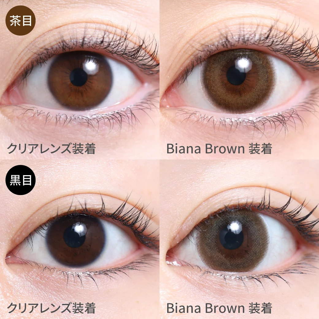 ビアナブラウン茶目黒目着用画像 ニュアンスカラーでオシャ+ナチュEYE｜カラコン ワンデー