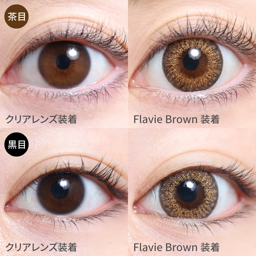フラヴィブラウン茶目黒目着用画像 しっかり盛れるゴージャスEYE｜カラコン ワンデー