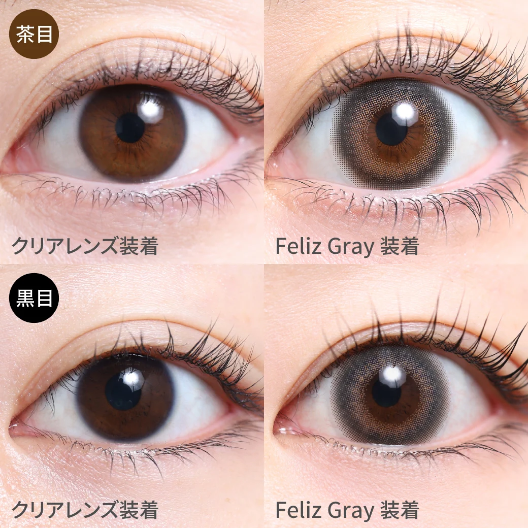 フェリスグレー 黒目茶目着用画像 じゅわっと透明感のある瞳に