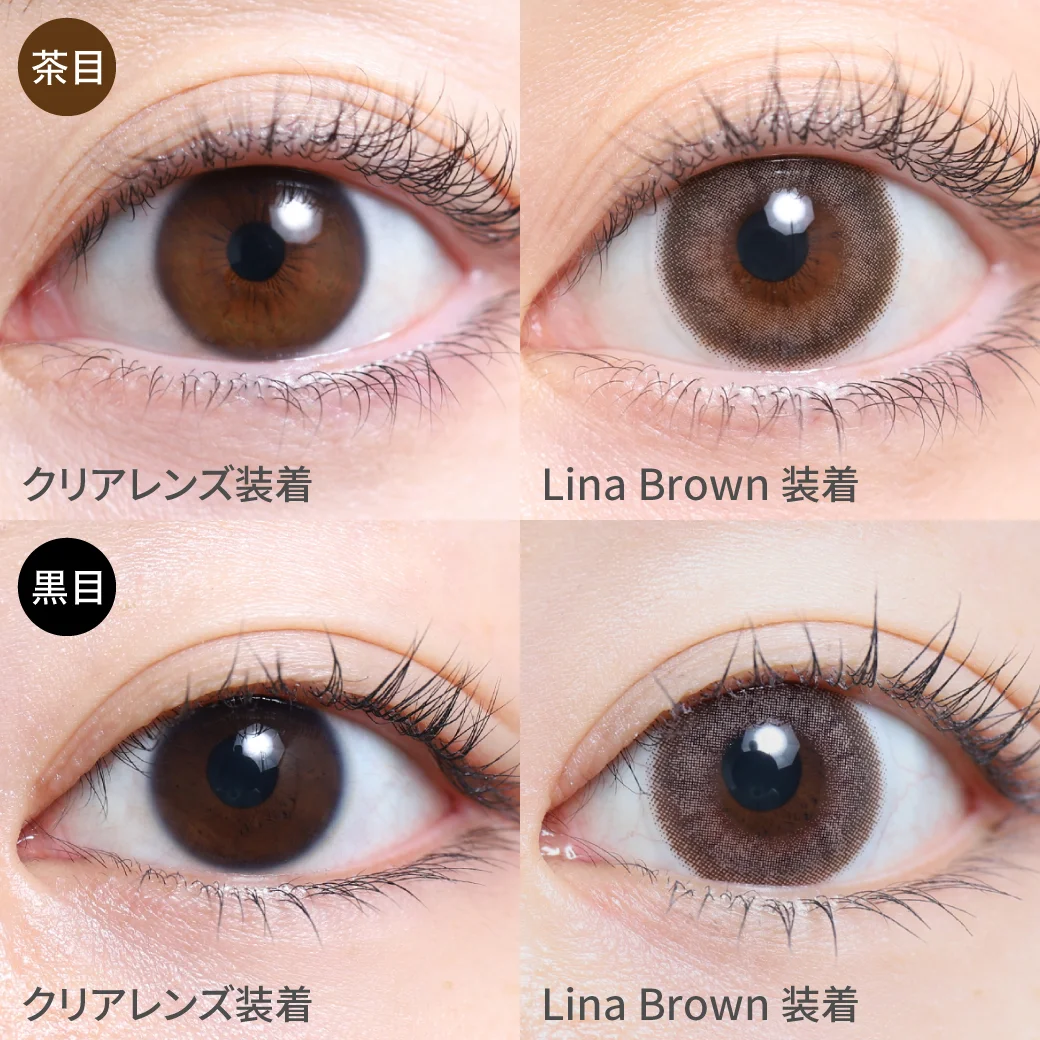 リナブラウン茶目黒目着用画像 トレンドのニュアンスカラーで オトナな抜け感×ふんわり瞳に