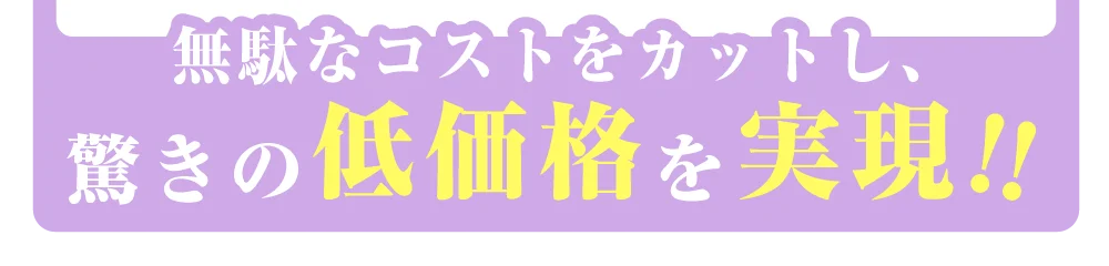 無駄なコストをカットし、驚きの低価格をを!!