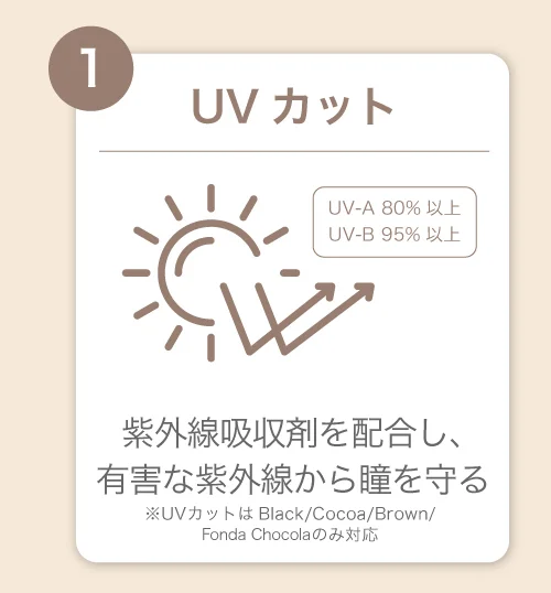UVカット)紫外線吸収剤を配合し、有害な紫外線から瞳を守る