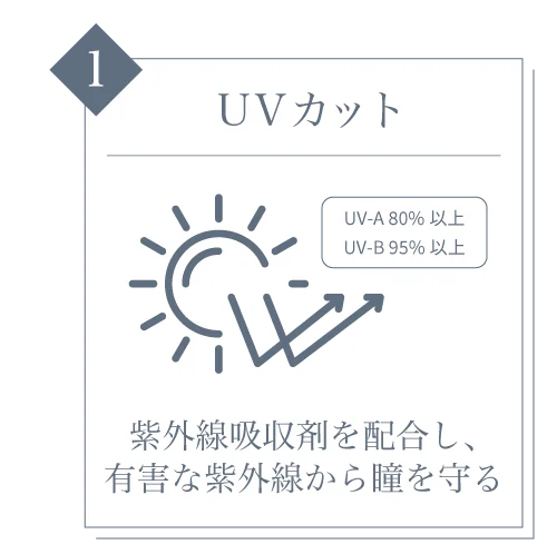 UVカット)紫外線吸収剤を配合し、有害な紫外線から瞳を守る