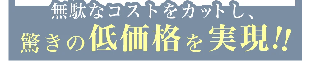無駄なコストをカットし、驚きの低価格をを!!