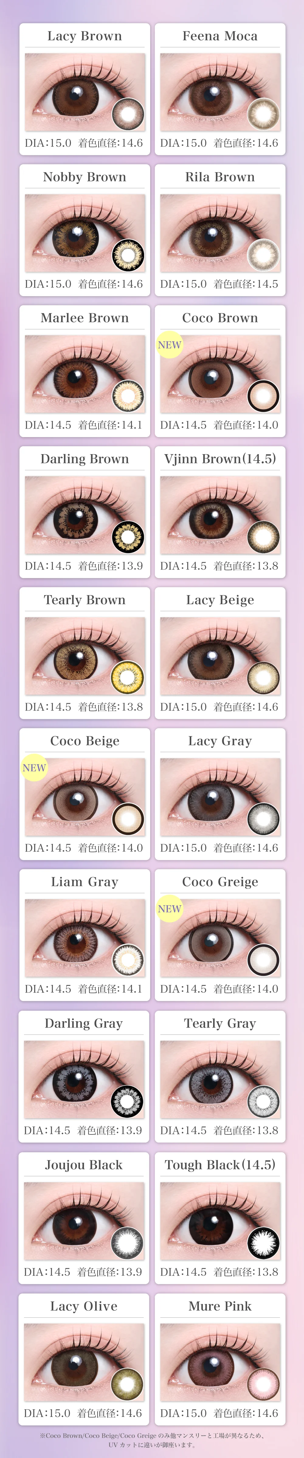 1MONTHデカ目タイプカラコンのレンズ一覧1