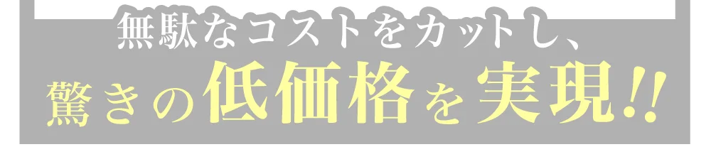 無駄なコストをカットし、驚きの低価格をを!!