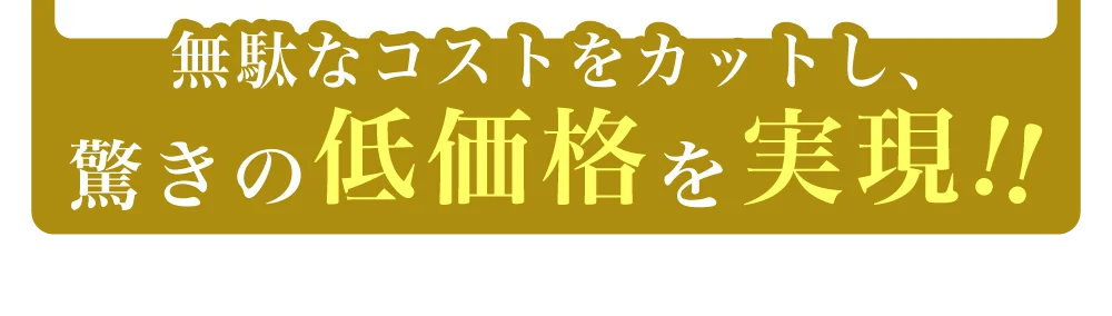 無駄なコストをカットし、驚きの低価格をを!!