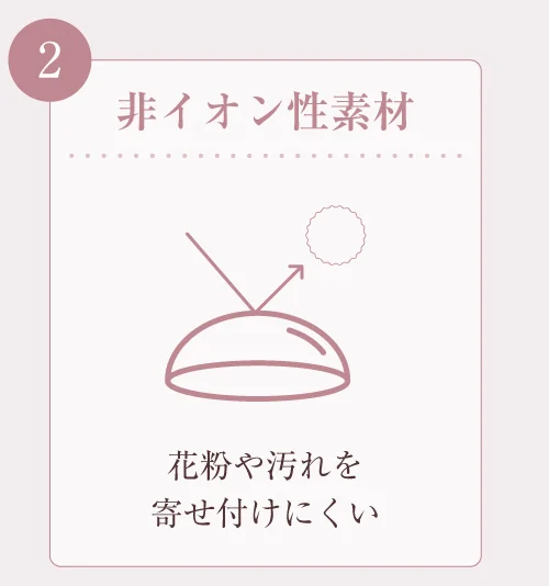 非イオン性素材)花粉や汚れを寄せ付けにくい
